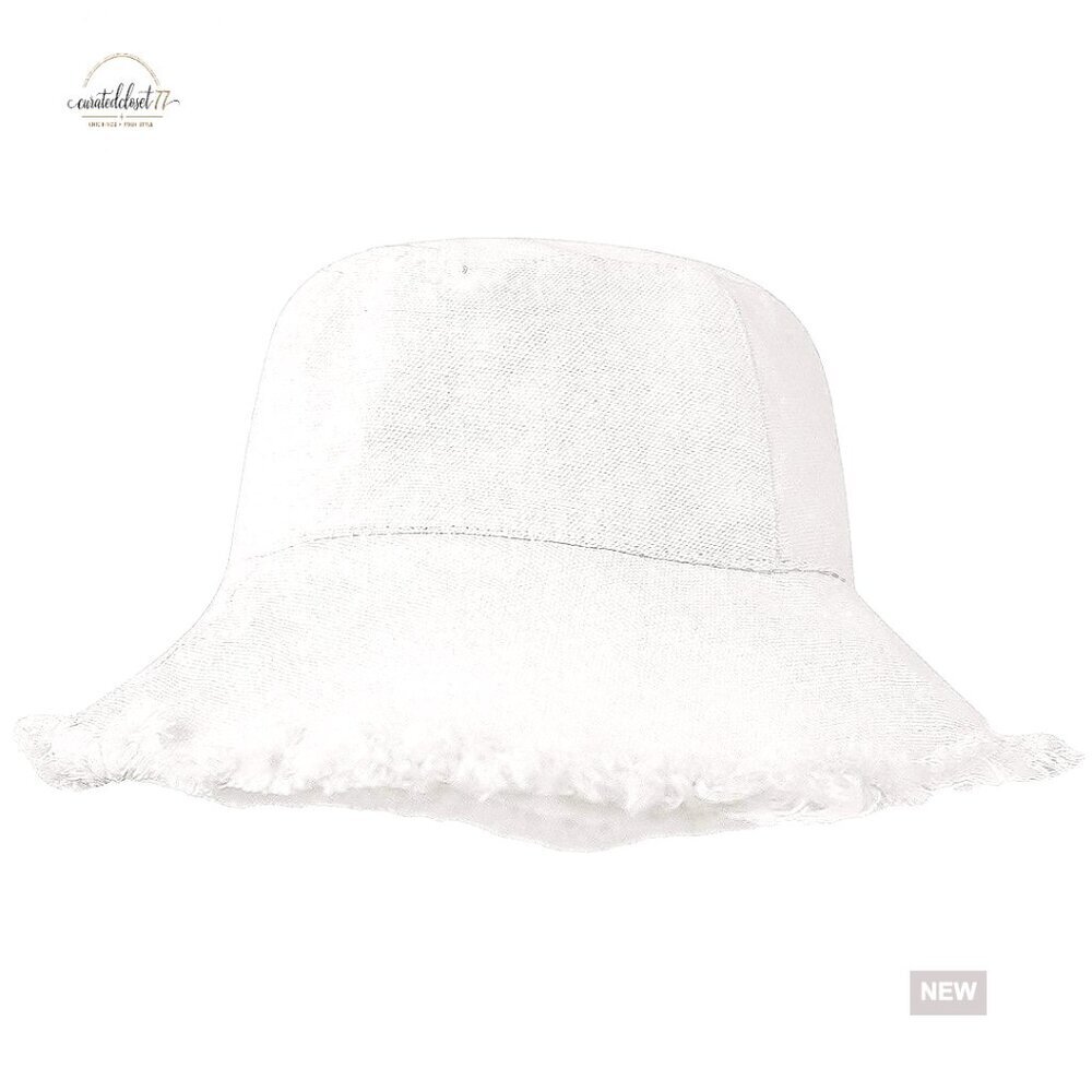 Distressed Canvas Bucket Hat Wide Brim UPF50+ Packable Foldable Sun Protection
